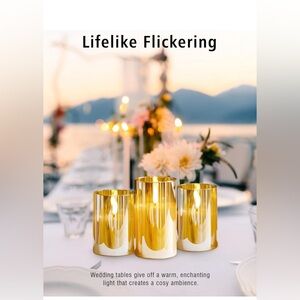 Glass Battery Operated LED Flameless Candles with Remote, Set of 3